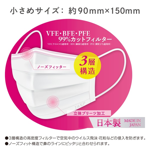 엘모아 부직포 마스크 소형 사이즈 30매입 (개별 포장)