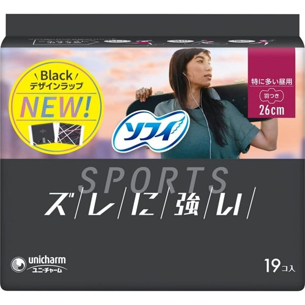 [생리대] 소피 스포츠 특별이 많은날 낮용 날개 있는 26mm 슬림 타입 19개입